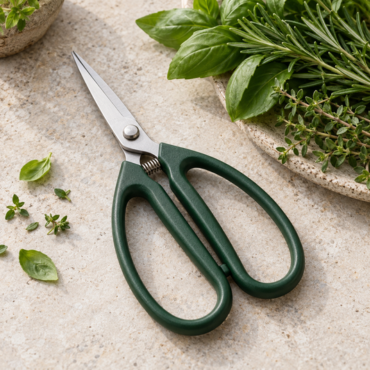 Fine-Point Garden Harvest Snips in a gardening setting